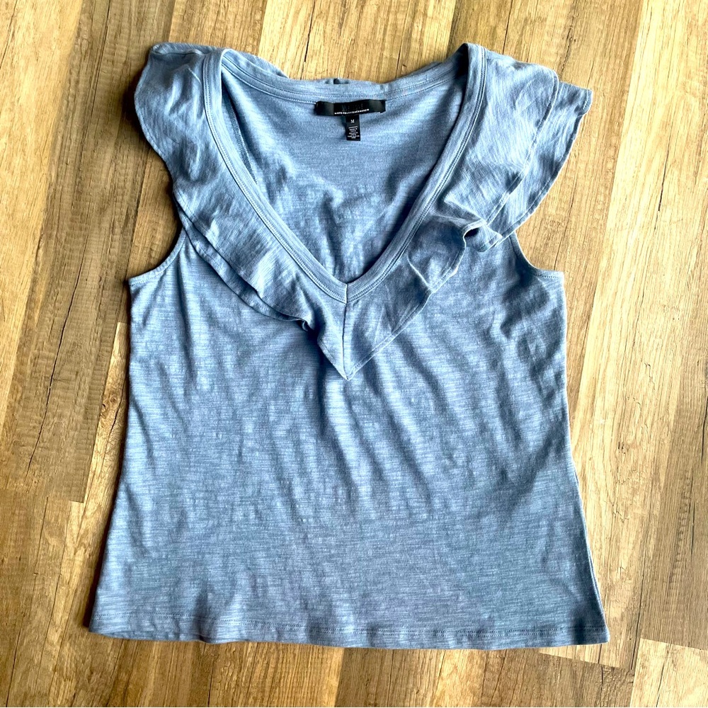 NWOT White House Black Market Ruffle Neck tee